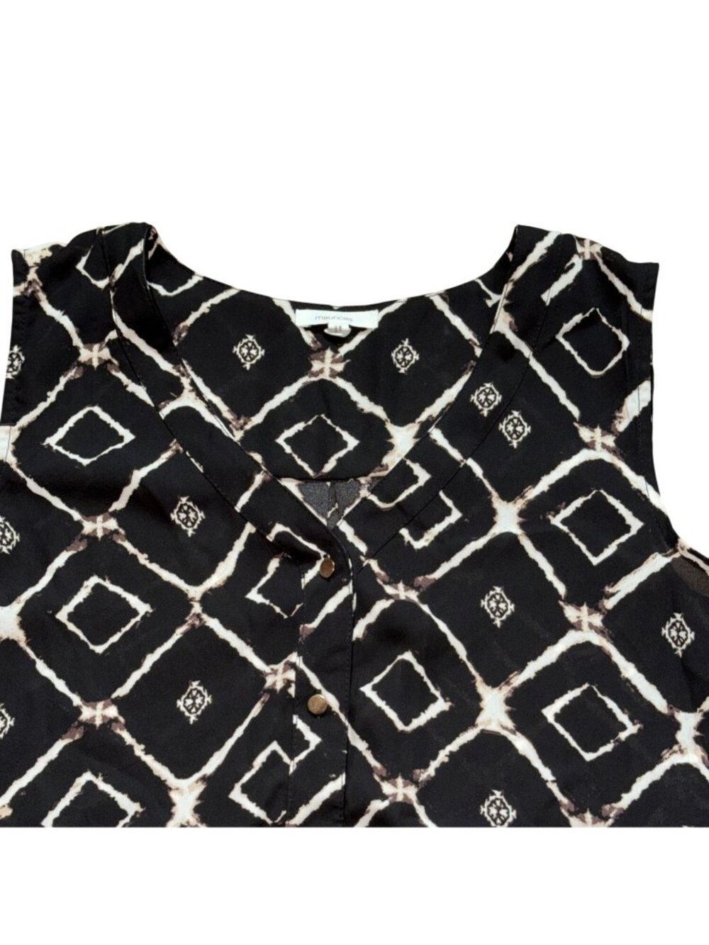 Maurices Womens Geometric Sleeveless Blouse-Black & White-L-GUC - Picture 3 of 6
